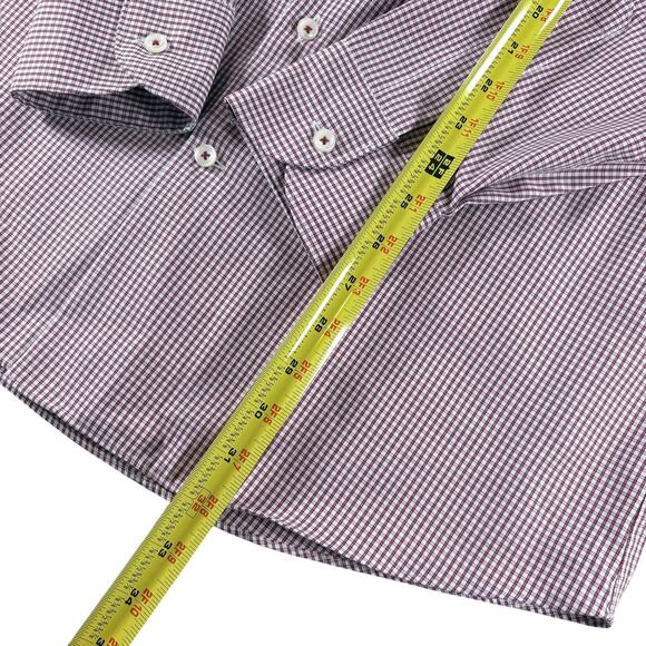 Men's Casual Button Down Shirt - Burgundy Checkered - Picture 6 of 8
